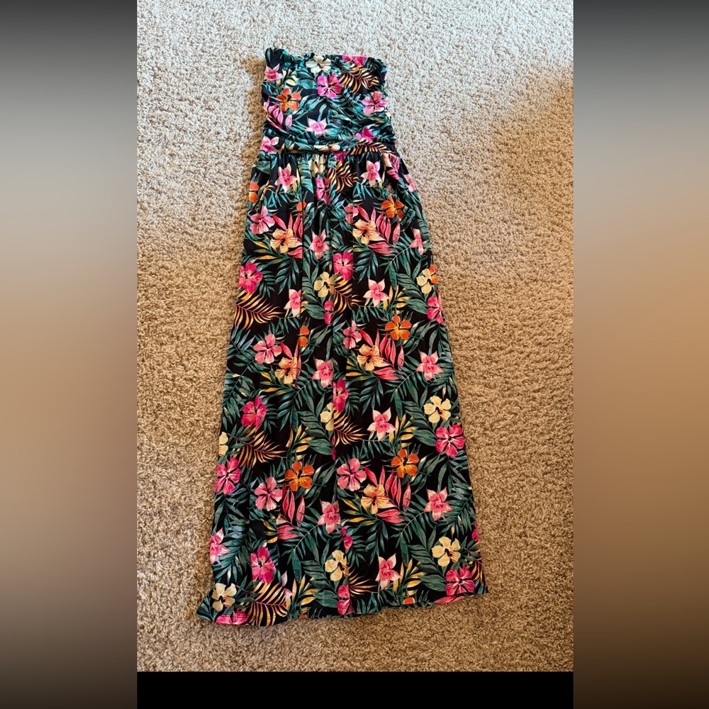 Floral Maxi Dress with Tropical Print